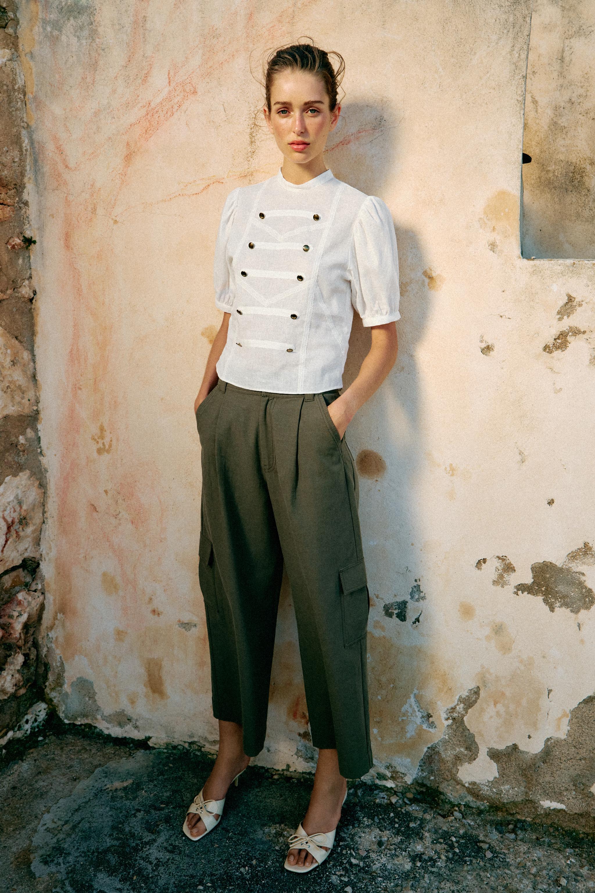 PUFF SLEEVE FIREMAN CLASP SHIRT